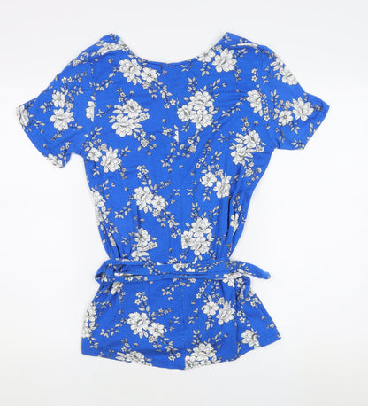 M&Co Women's Blue Floral Tunic Blouse Size 14