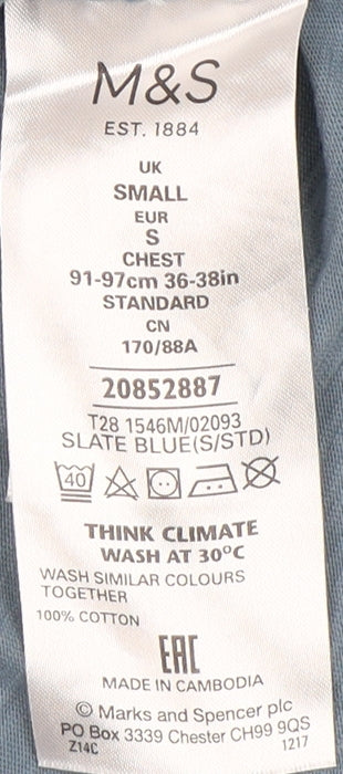 Marks and Spencer Men's Blue Graphic T-Shirt, Size S, Cotton