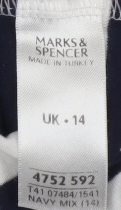 Womens UK Size 14 Marks and Spencer Multicoloured Basic T-Shirt