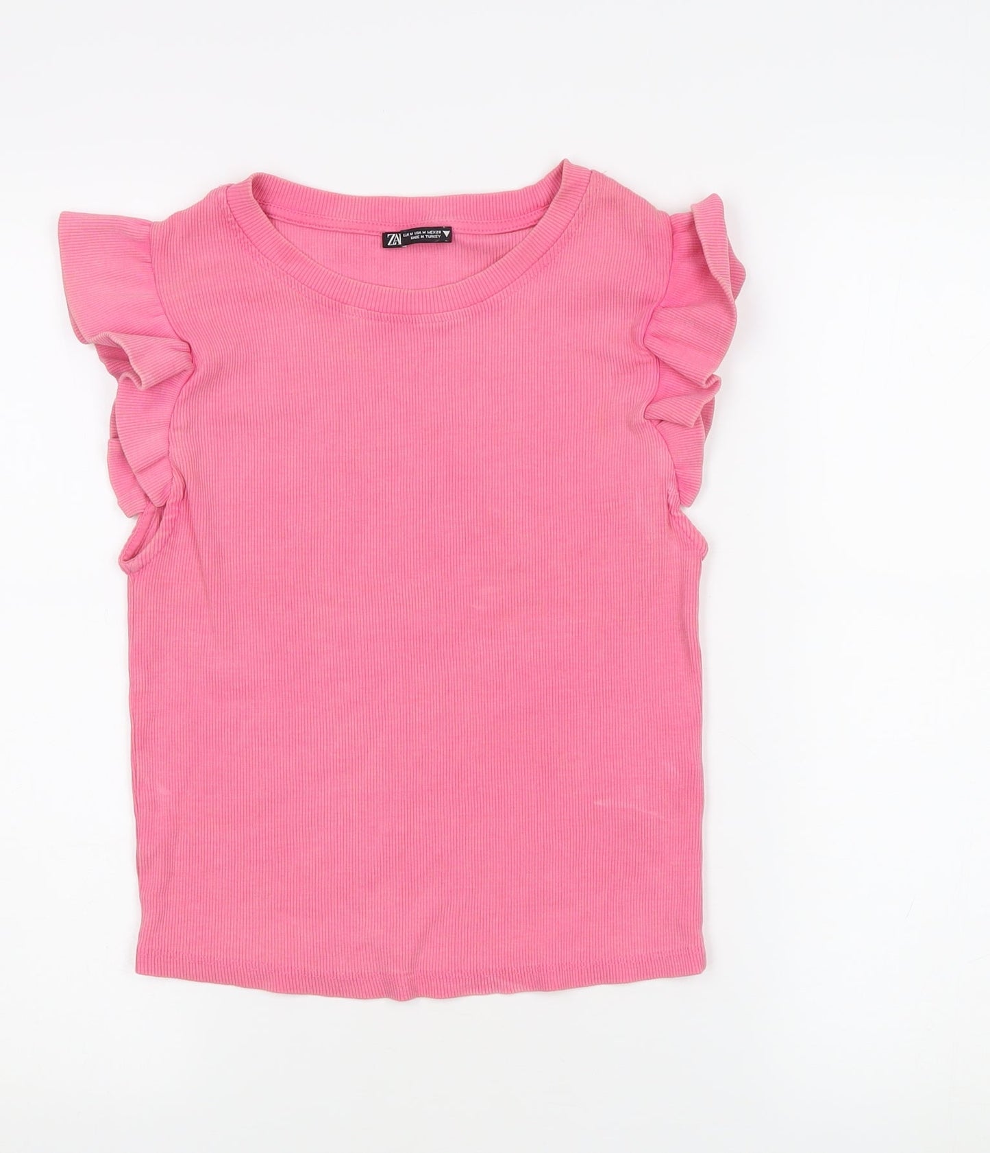 Womens UK Size M Zara Pink Basic T-Shirt