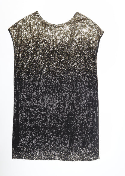 Next Women's Black Sequin Sleeveless Dress - Size 14