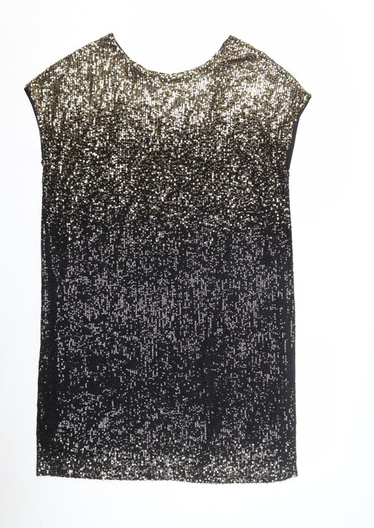 Next Women's Black Sequin Sleeveless Dress - Size 14