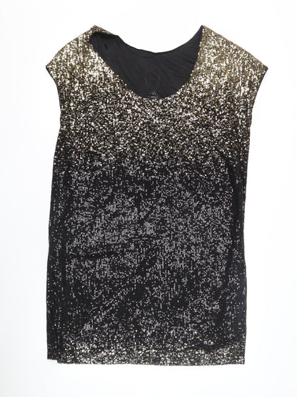 Next Women's Black Sequin Sleeveless Dress - Size 14