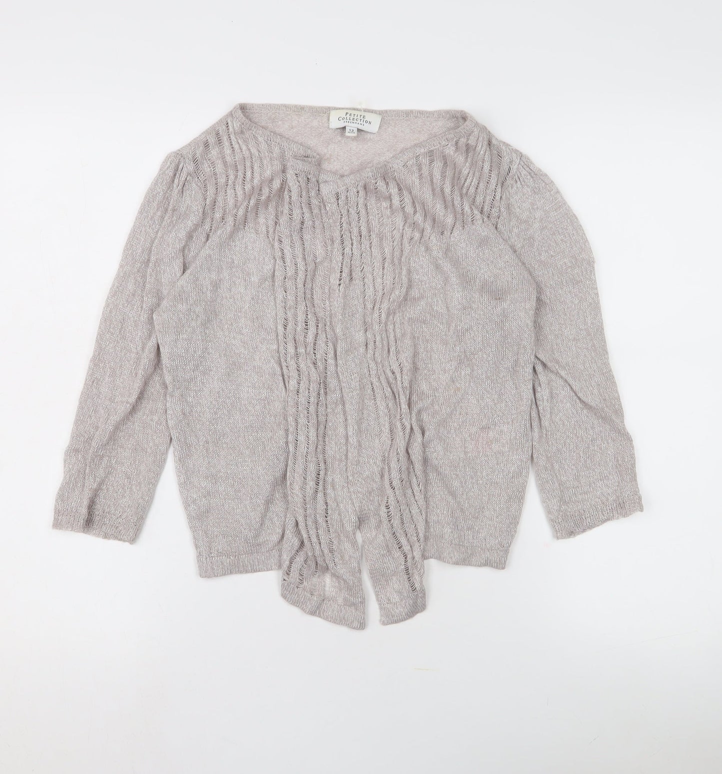 Womens UK Size 12 Debenhams Beige Cardigan Jumper