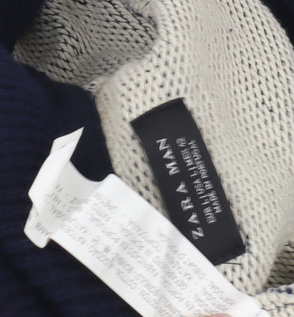 Zara Men's Grey Roll Neck Pullover Jumper Size L