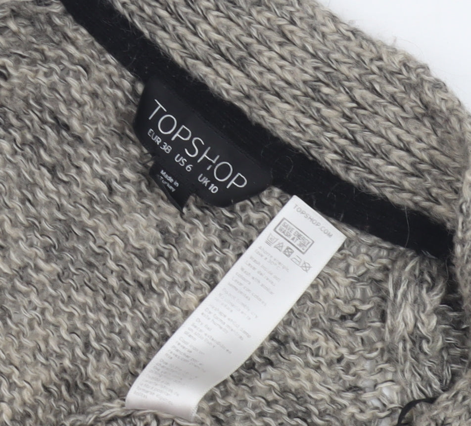 Womens UK Size 10 Topshop Grey Cardigan Jumper