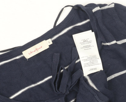 Jackpot Women's Blue Sheath Dress, S, Striped, 3/4 Sleeve