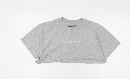 Pretty Little Thing Women's Cropped Grey T-Shirt Size S