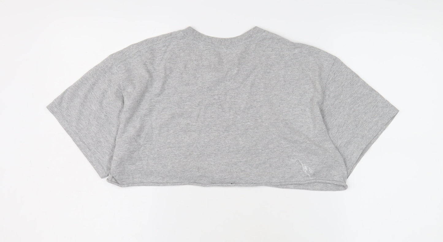Pretty Little Thing Women's Cropped Grey T-Shirt Size S