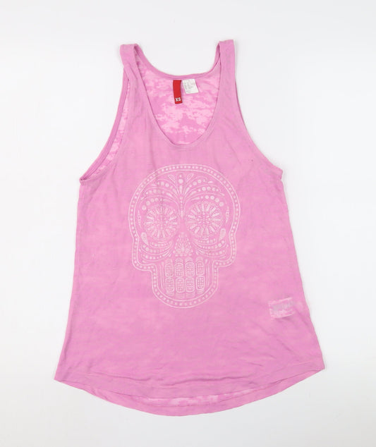 Womens UK Size XS H&M Pink Basic Tank