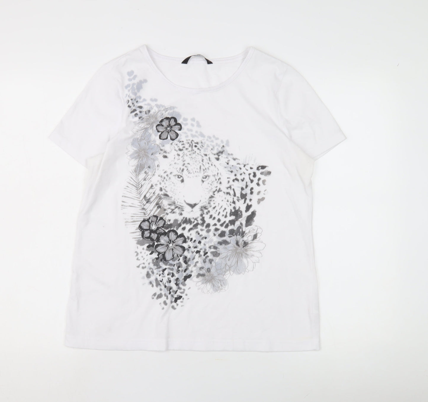 BNW Casual Women's White Animal Print T-Shirt Size 14