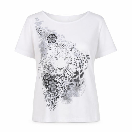 BNW Casual Women's White Animal Print T-Shirt Size 14