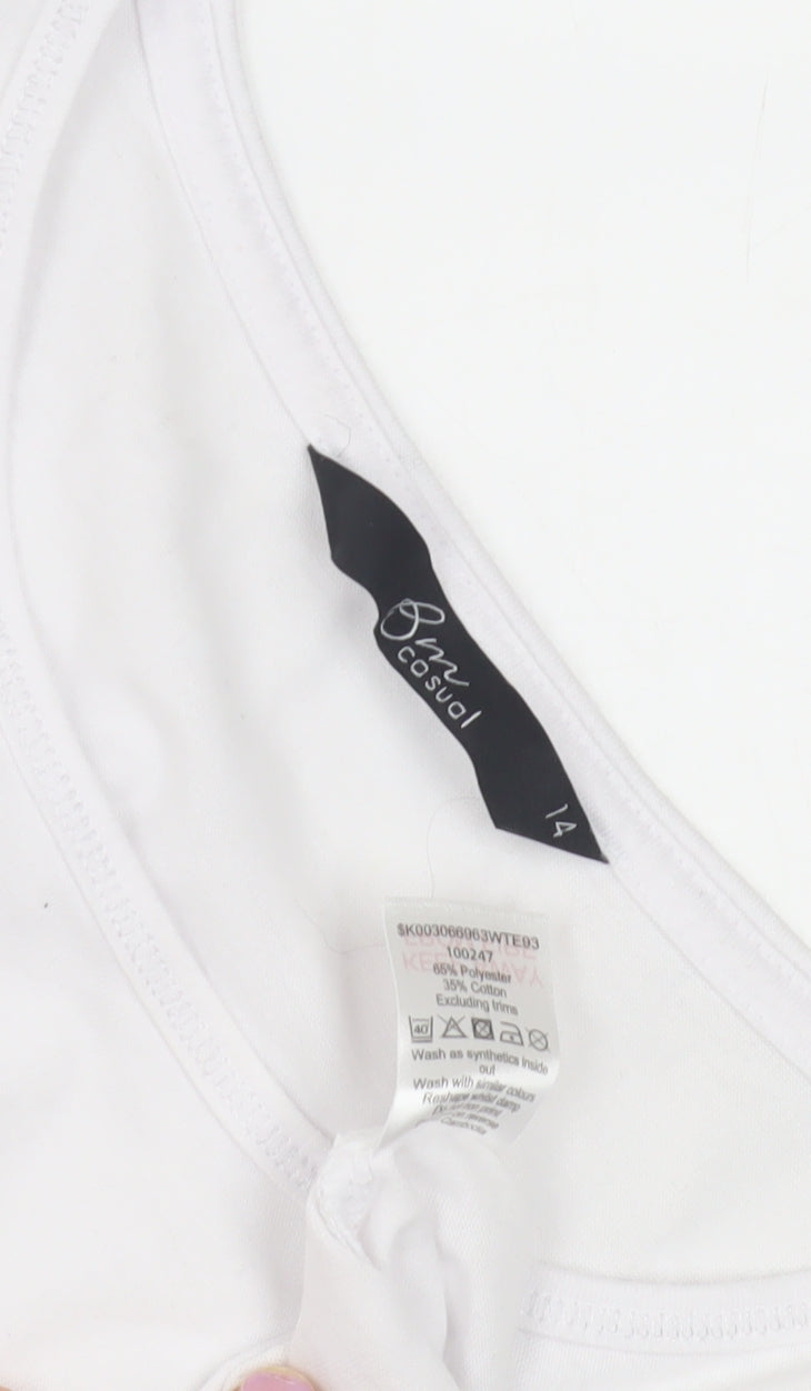 BNW Casual Women's White Animal Print T-Shirt Size 14