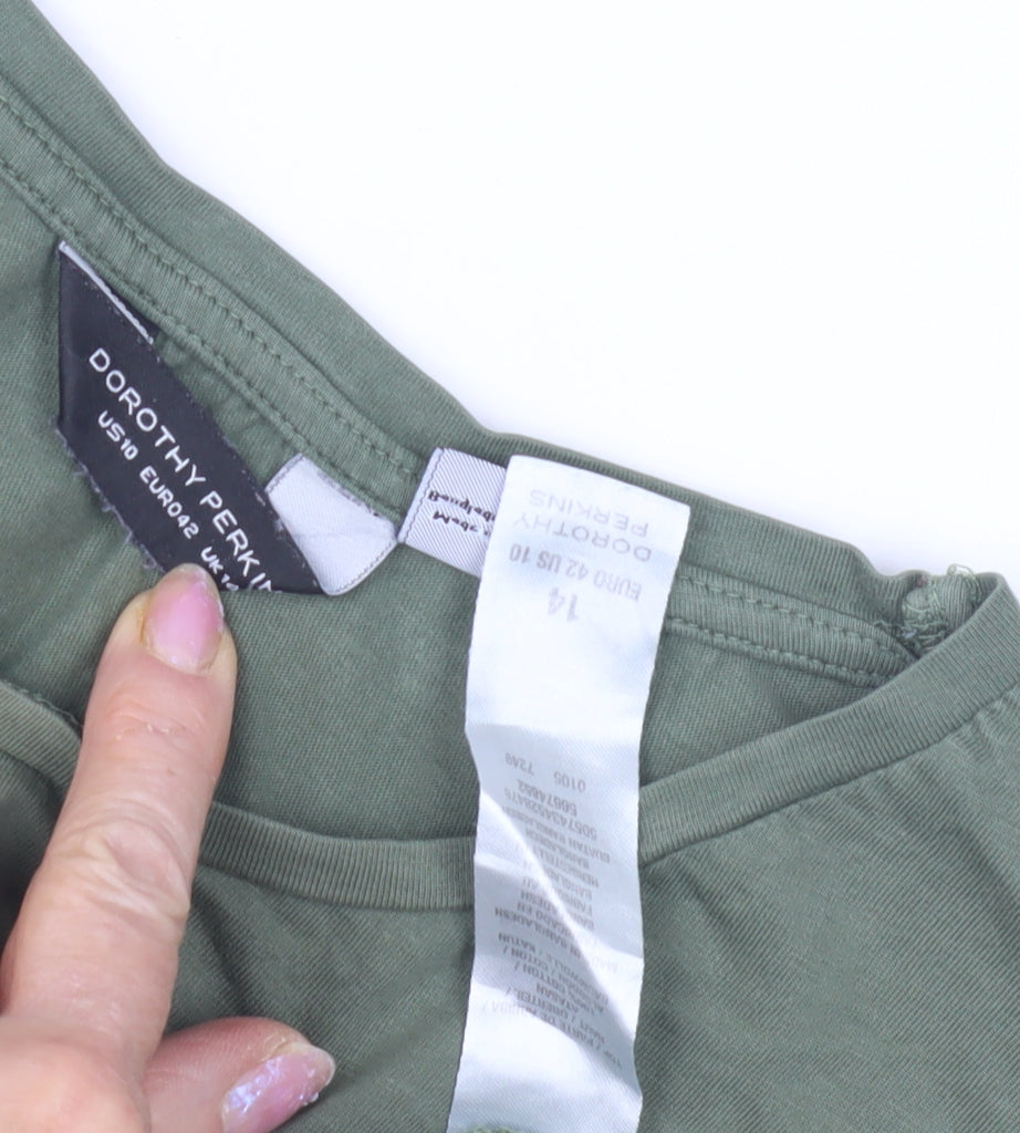 Womens UK Size 14 Dorothy Perkins Green Basic T-Shirt
