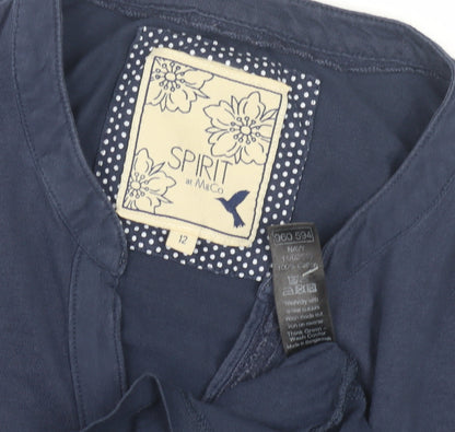 M&Co Women's Blue V-Neck Blouse Size 12
