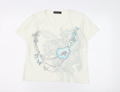 Womens UK Size M Just Elegance Ivory Basic T-Shirt