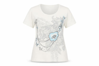 Womens UK Size M Just Elegance Ivory Basic T-Shirt