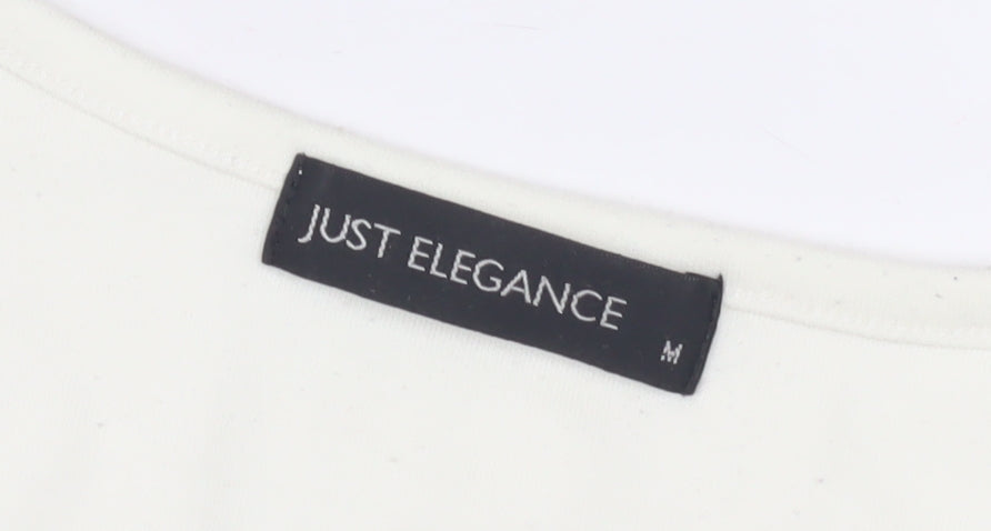 Womens UK Size M Just Elegance Ivory Basic T-Shirt