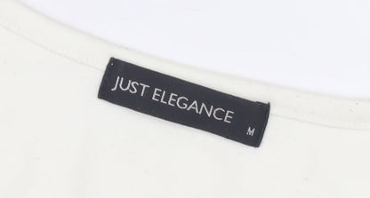 Womens UK Size M Just Elegance Ivory Basic T-Shirt