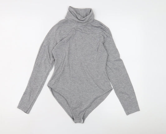 PrettyLittleThing Women's Grey Long Sleeve Roll Neck Bodysuit