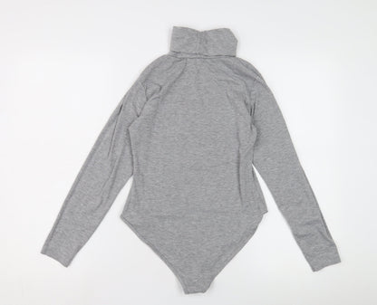 PrettyLittleThing Women's Grey Long Sleeve Roll Neck Bodysuit