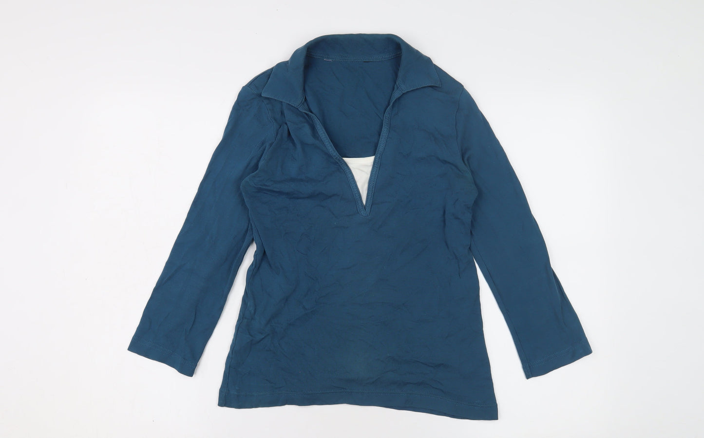 Womens UK Size 10 Debenhams Blue Basic T-Shirt