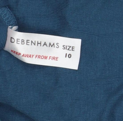 Womens UK Size 10 Debenhams Blue Basic T-Shirt