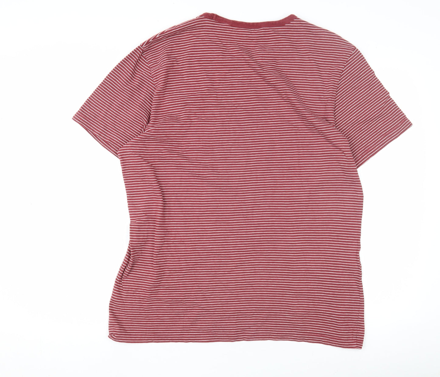 Next Men's Red Striped T-Shirt, Size L, Crew Neck