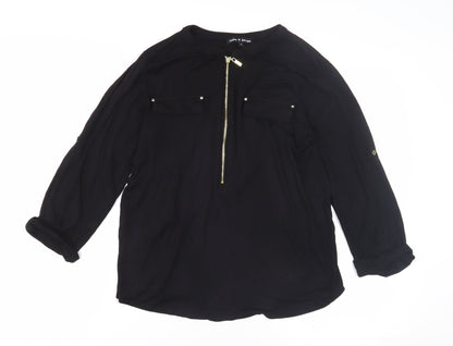Cable & Gauge Women's Black Blouse Zip Accent M