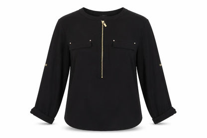 Cable & Gauge Women's Black Blouse Zip Accent M