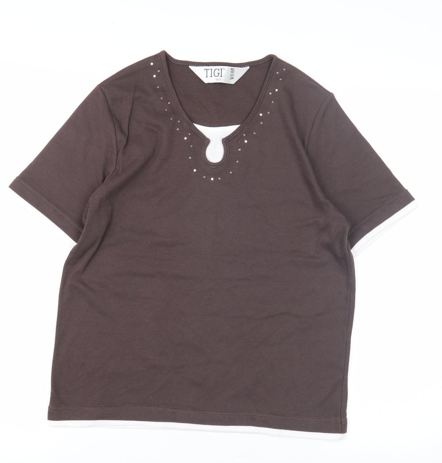 Womens UK Size 10 TIGI Brown Basic T-Shirt