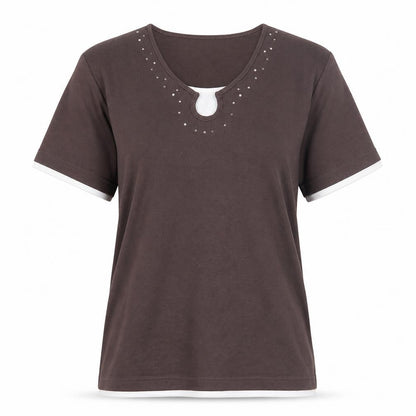 Womens UK Size 10 TIGI Brown Basic T-Shirt