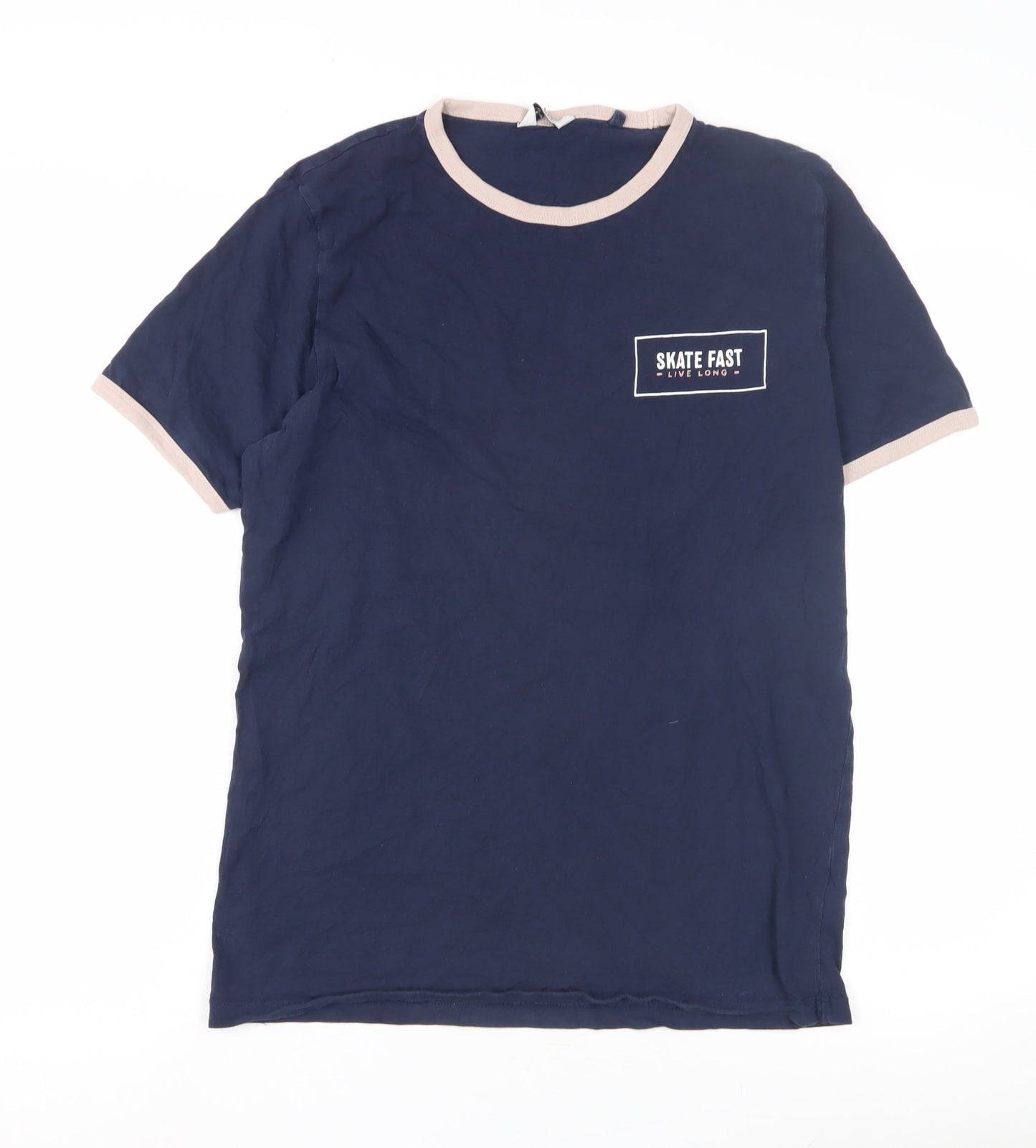 Next Men's Blue Crew Neck Logo T-Shirt, Size M