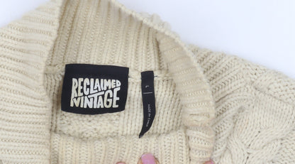 Womens UK Size L Reclaimed Vintage Ivory Pullover Jumper