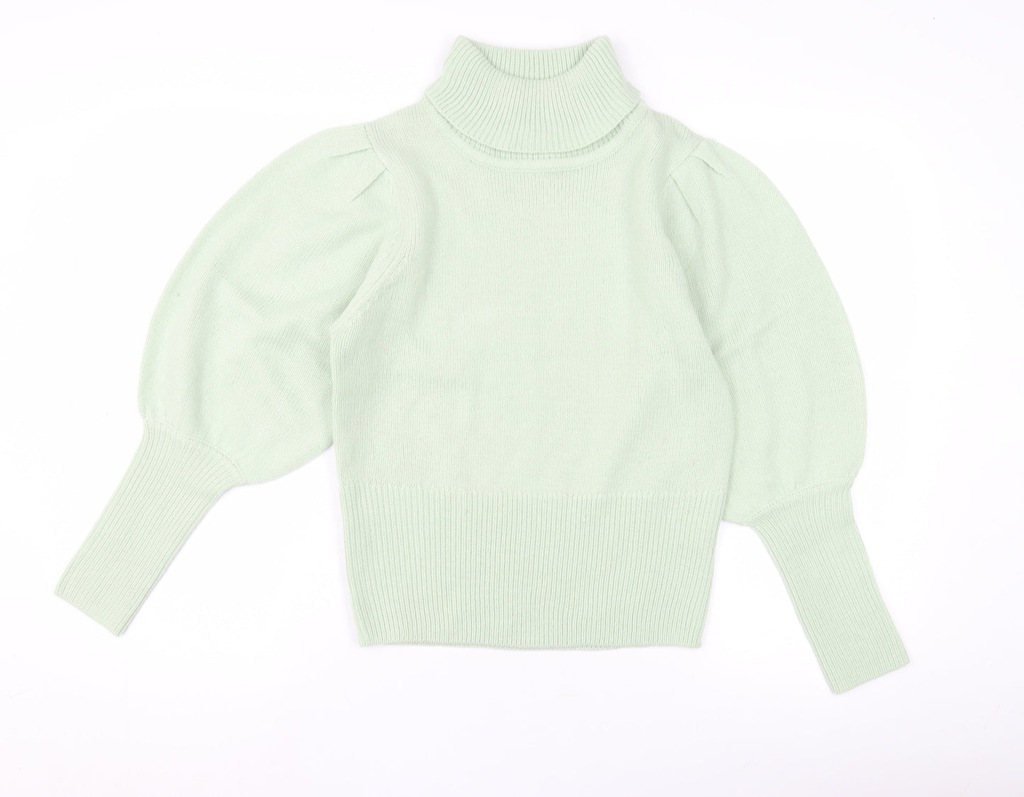 AX Paris Women's Green Roll Neck Balloon Sleeve Jumper
