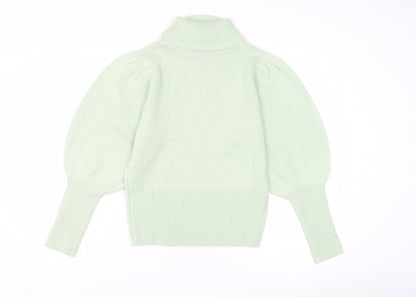 AX Paris Women's Green Roll Neck Balloon Sleeve Jumper