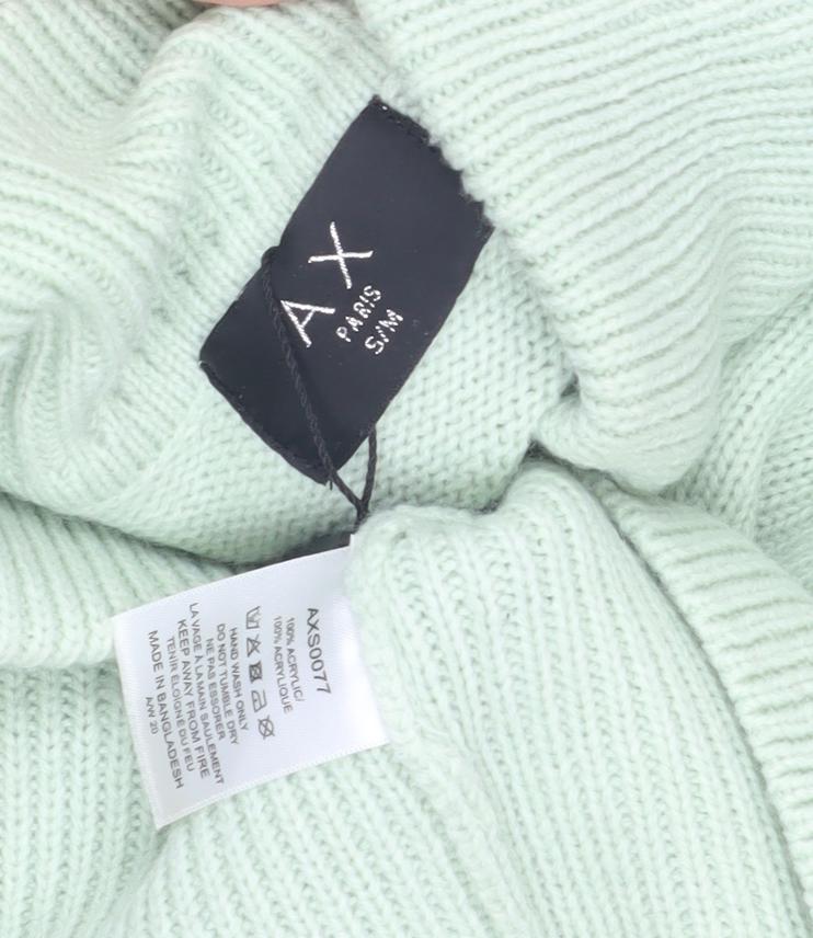 AX Paris Women's Green Roll Neck Balloon Sleeve Jumper