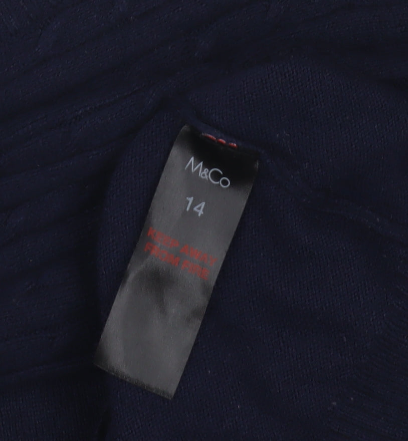 Womens UK Size 14 M&Co Blue Pullover Jumper