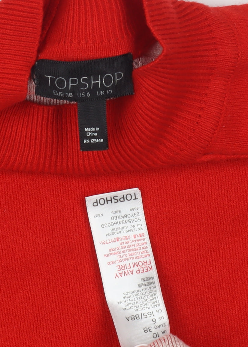 Womens UK Size 10 Topshop Red Pullover Jumper