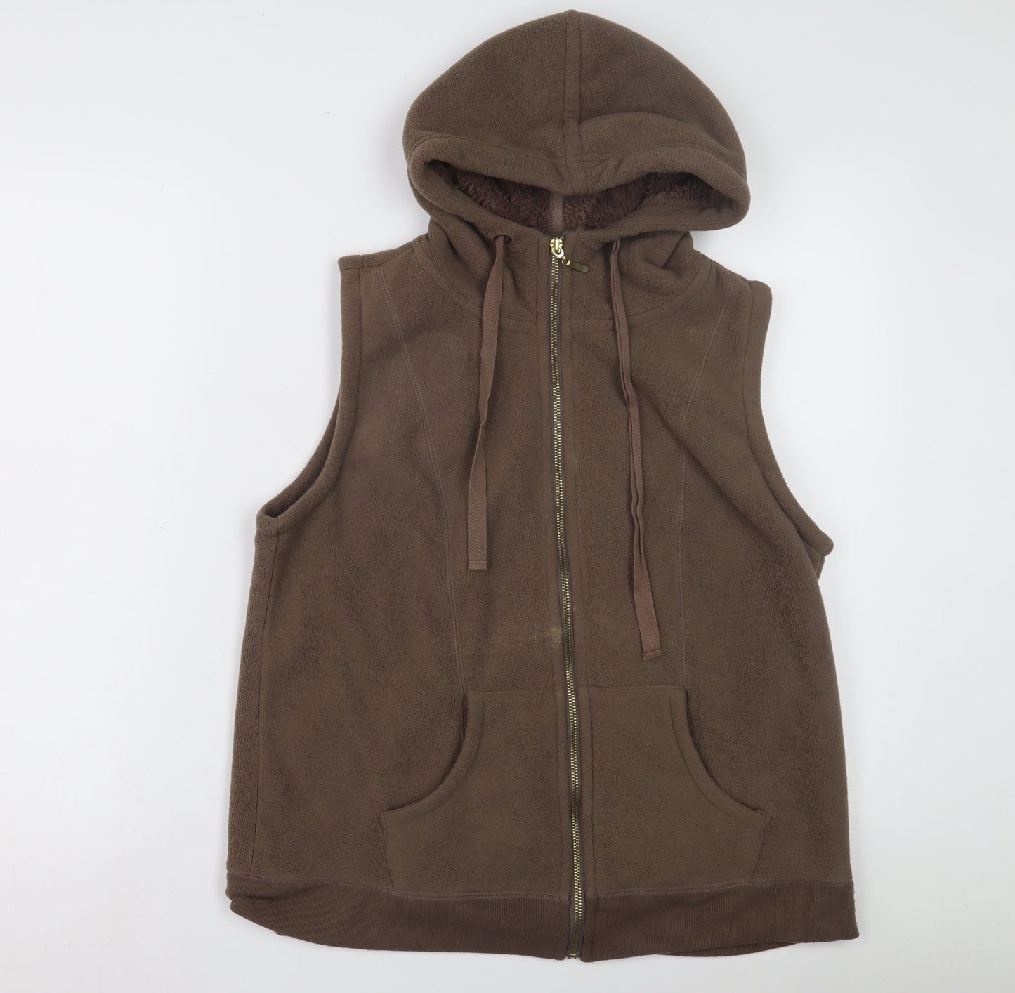 Authentic Casualwear Women's Brown Fleece Hoodie Vest Size 14