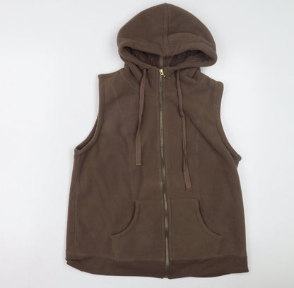 Authentic Casualwear Women's Brown Fleece Hoodie Vest Size 14