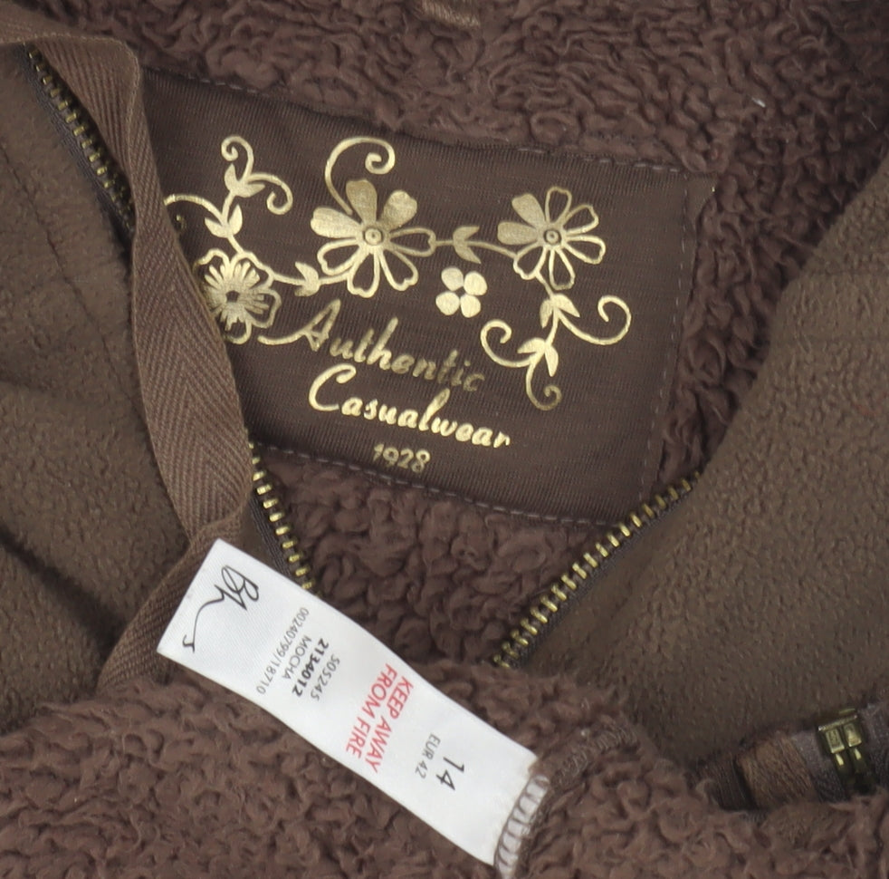 Authentic Casualwear Women's Brown Fleece Hoodie Vest Size 14