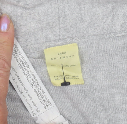 Zara Girls Grey Cardigan 9-10 Years Open Front Lightweight