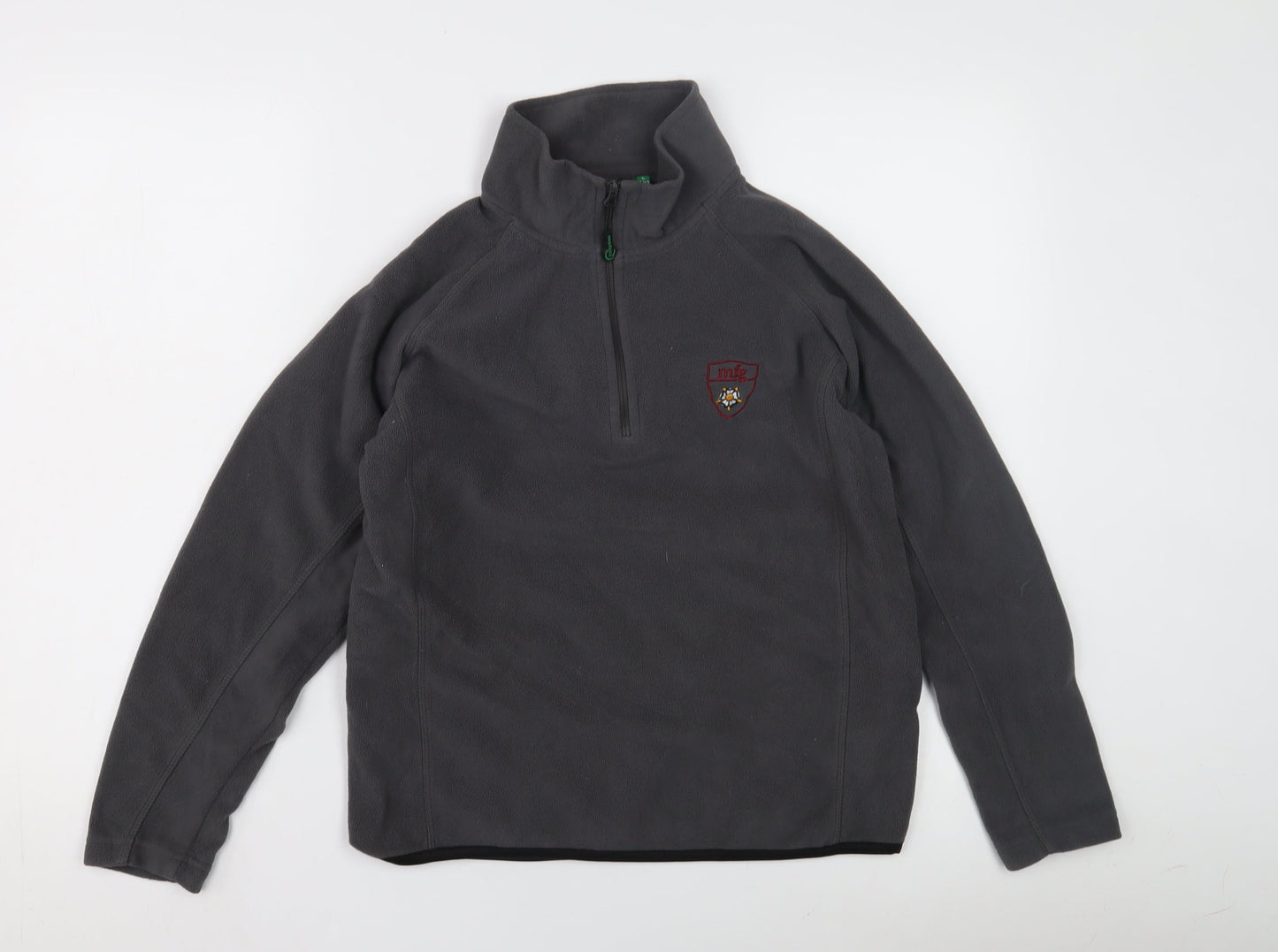 Grey Unisex Fleece Sweatshirt L Casual 1/2 Zip