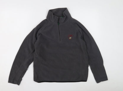 Grey Unisex Fleece Sweatshirt L Casual 1/2 Zip