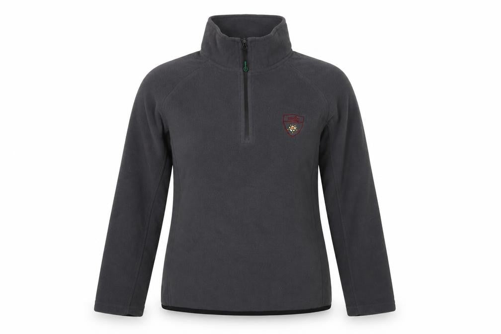 Front view of Grey unisex fleece sweatshirt l casual 1/2 zip