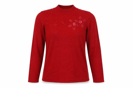 Womens UK Size M Bm collection Red Pullover Jumper