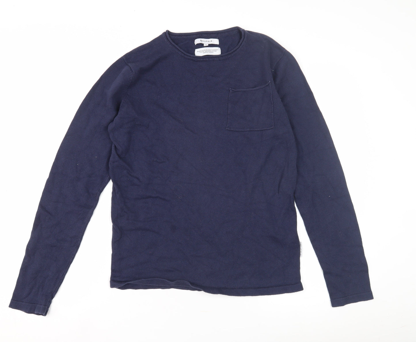 Bellfield Men's Blue Cotton Pullover Jumper S