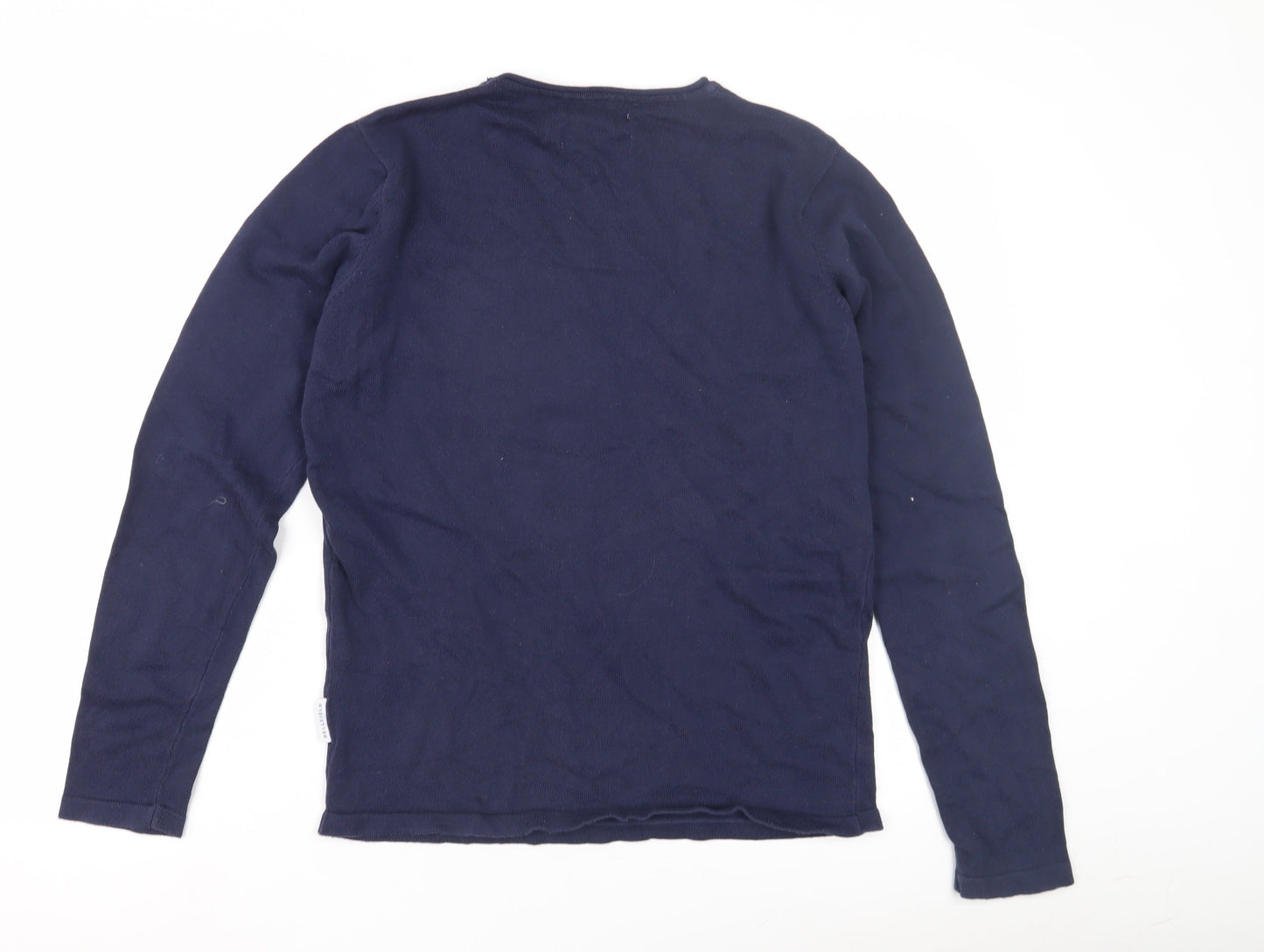 Bellfield Men's Blue Cotton Pullover Jumper S