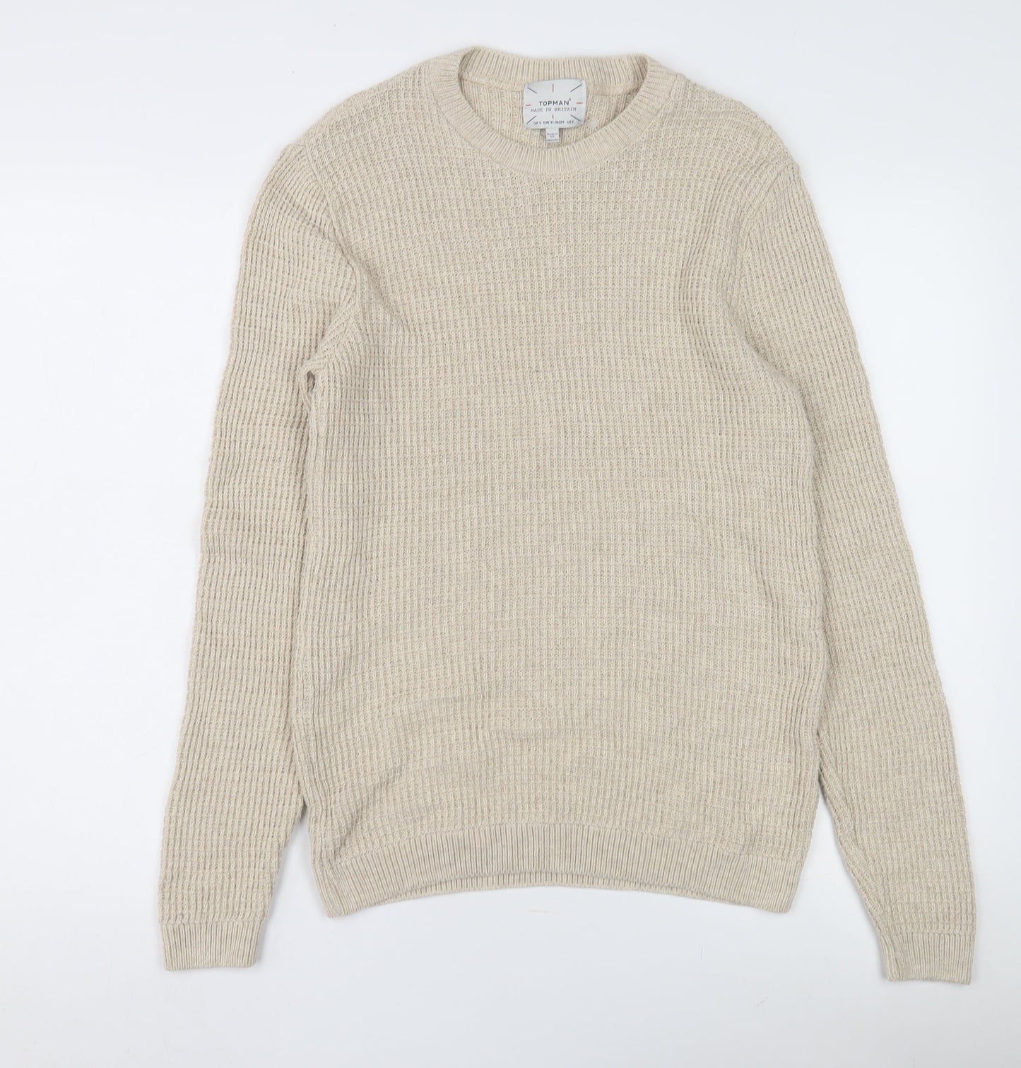 Topman Men's Beige Pullover Jumper, S, Crew Neck